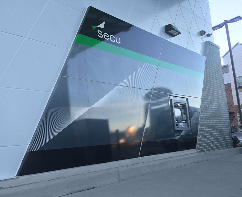 Custom wall graphic for SECU bank ATM